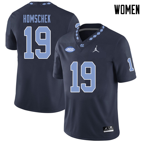 Jordan Brand Women #19 Drew Homschek North Carolina Tar Heels College Football Jerseys Sale-Navy